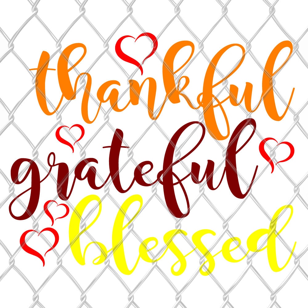 Thankful Gratefull Blessed - SVG Cut File DXF Silhouette Studio Vinyl Digital Cut Files for Cricut, Silhouette