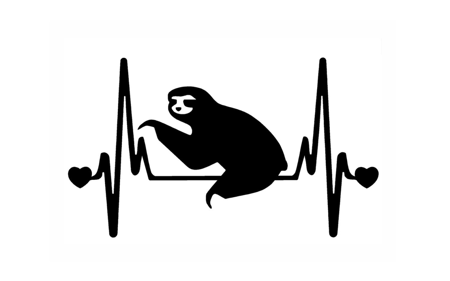 SLOTH cute V2 Heartbeat Lifeline (2-Pack, Size:7") Vinyl Decal Sticker - Thumbnail 3