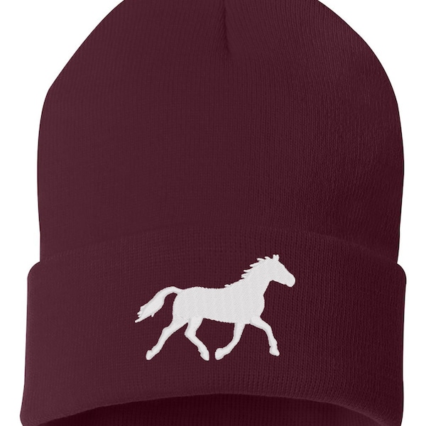 Embroidered Beanie Horse Etsy
