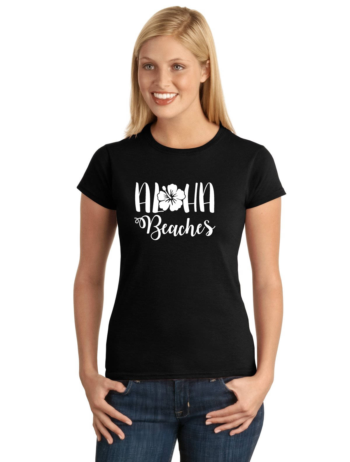 Aloha Beaches V1 Woman's T-shirt by StickerDad®  - 100% Cotton Tee - High Quality - Made in the USA