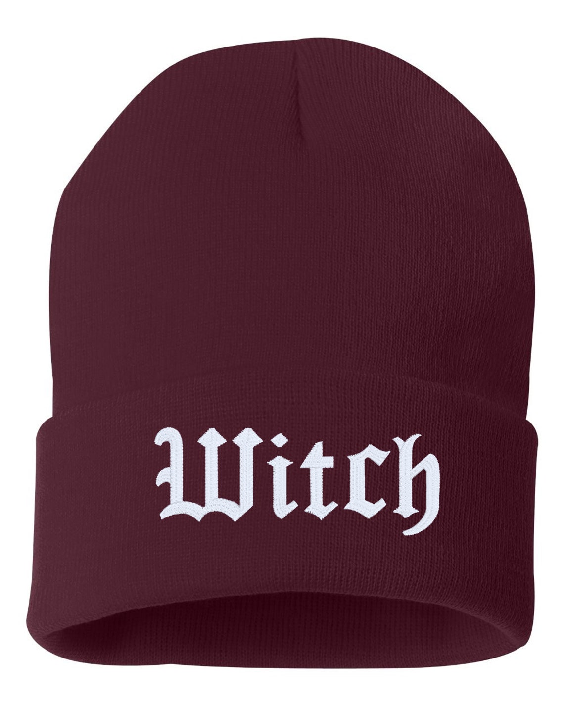 WITCH Cuffed Embroidered Beanie Hat Embroidered Gift | Etsy