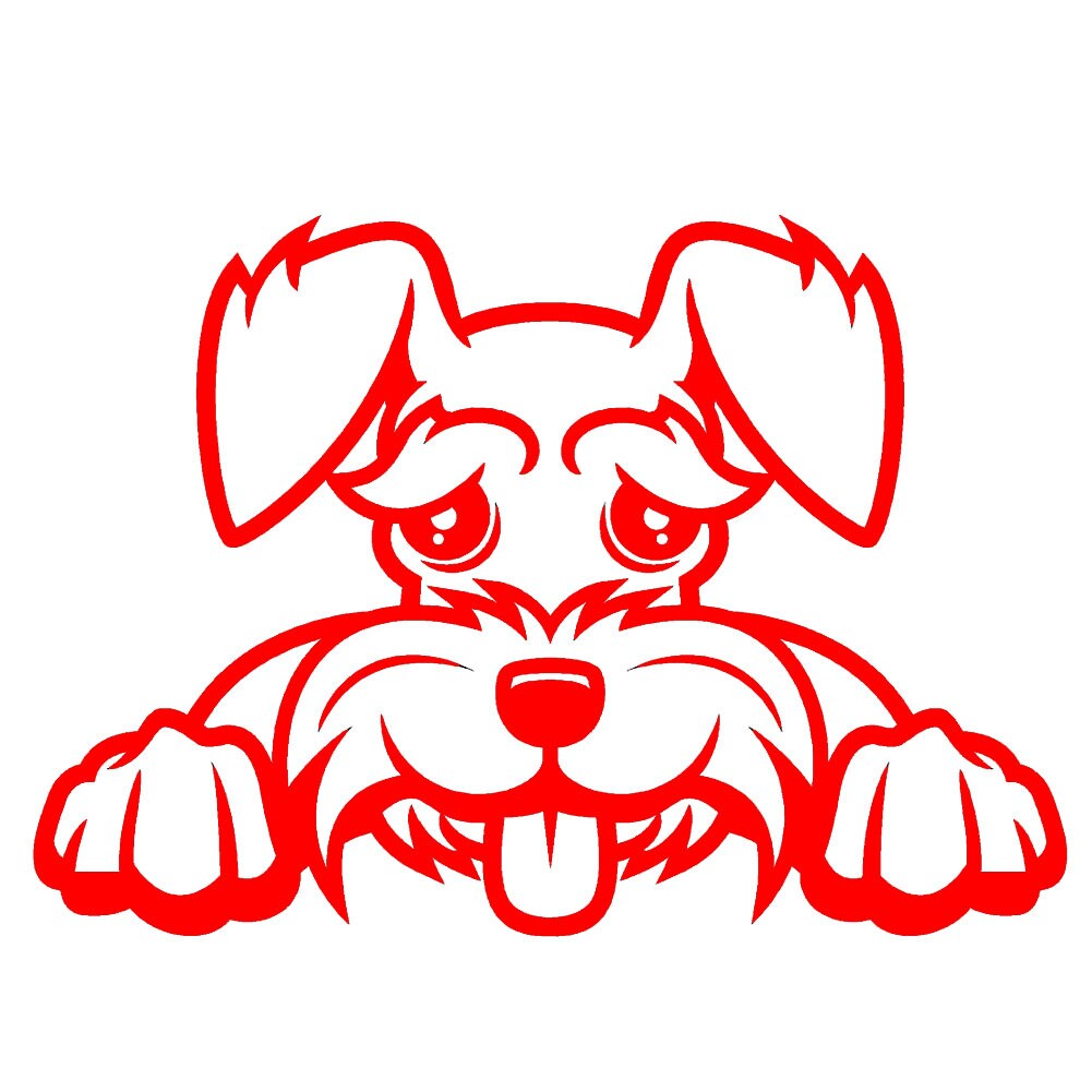 2 Pack - Schnauzer Peeking Cute Dog 5" Vinyl Decal Window Sticker - Thumbnail 4