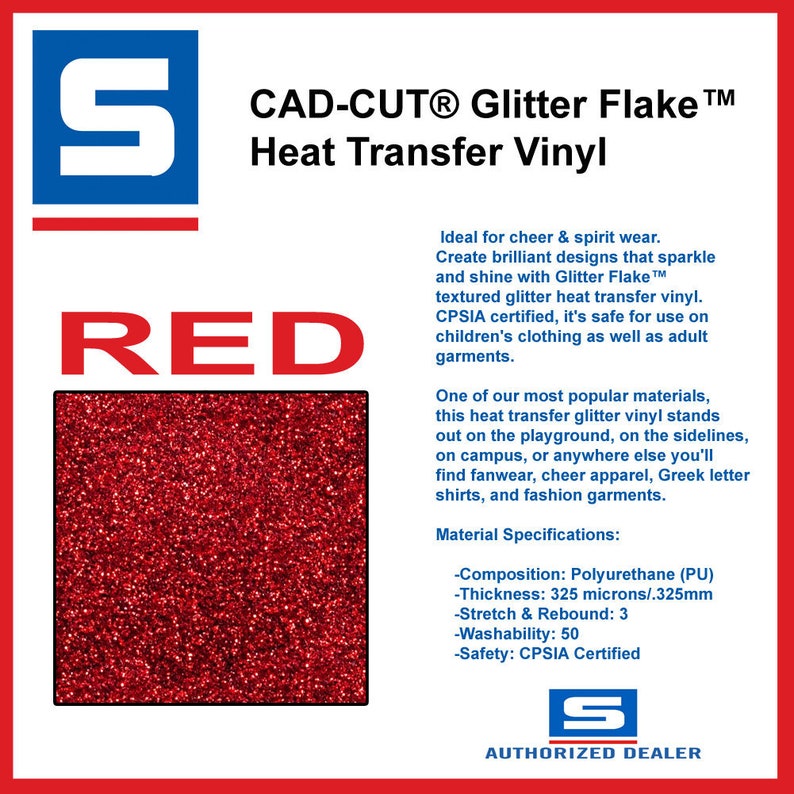Stahls RED Glitter Flake Heat Transfer Vinyl for Tshirt Cameo Etsy