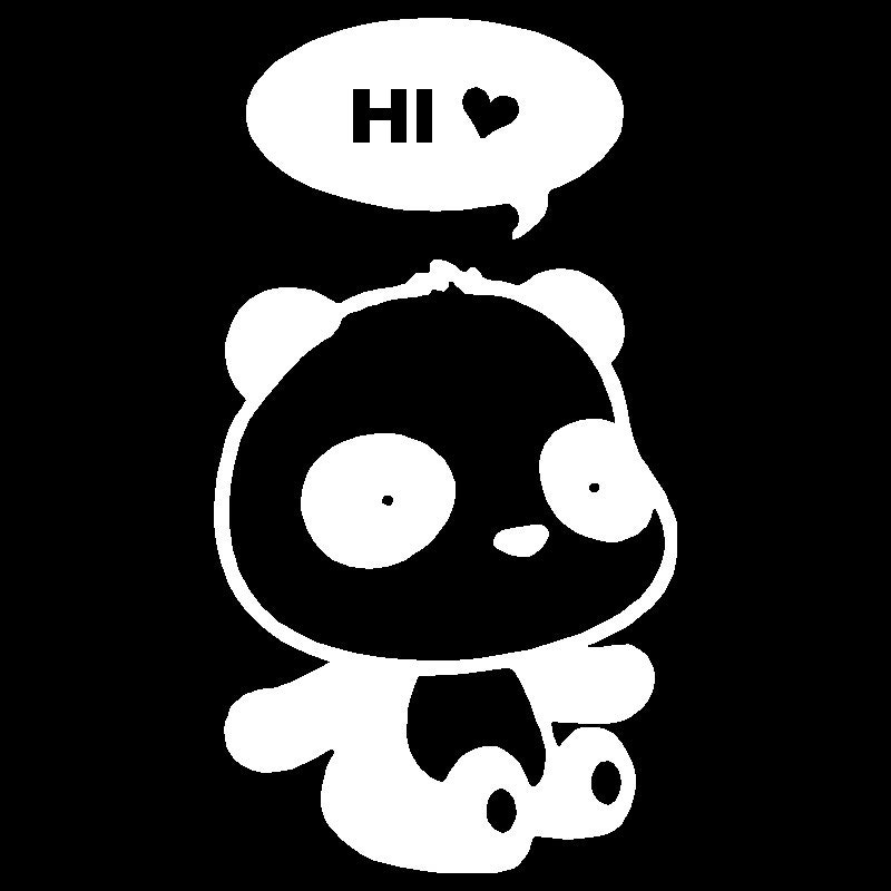 HI Heart Panda cute bear 5" Vinyl Decal Window Sticker