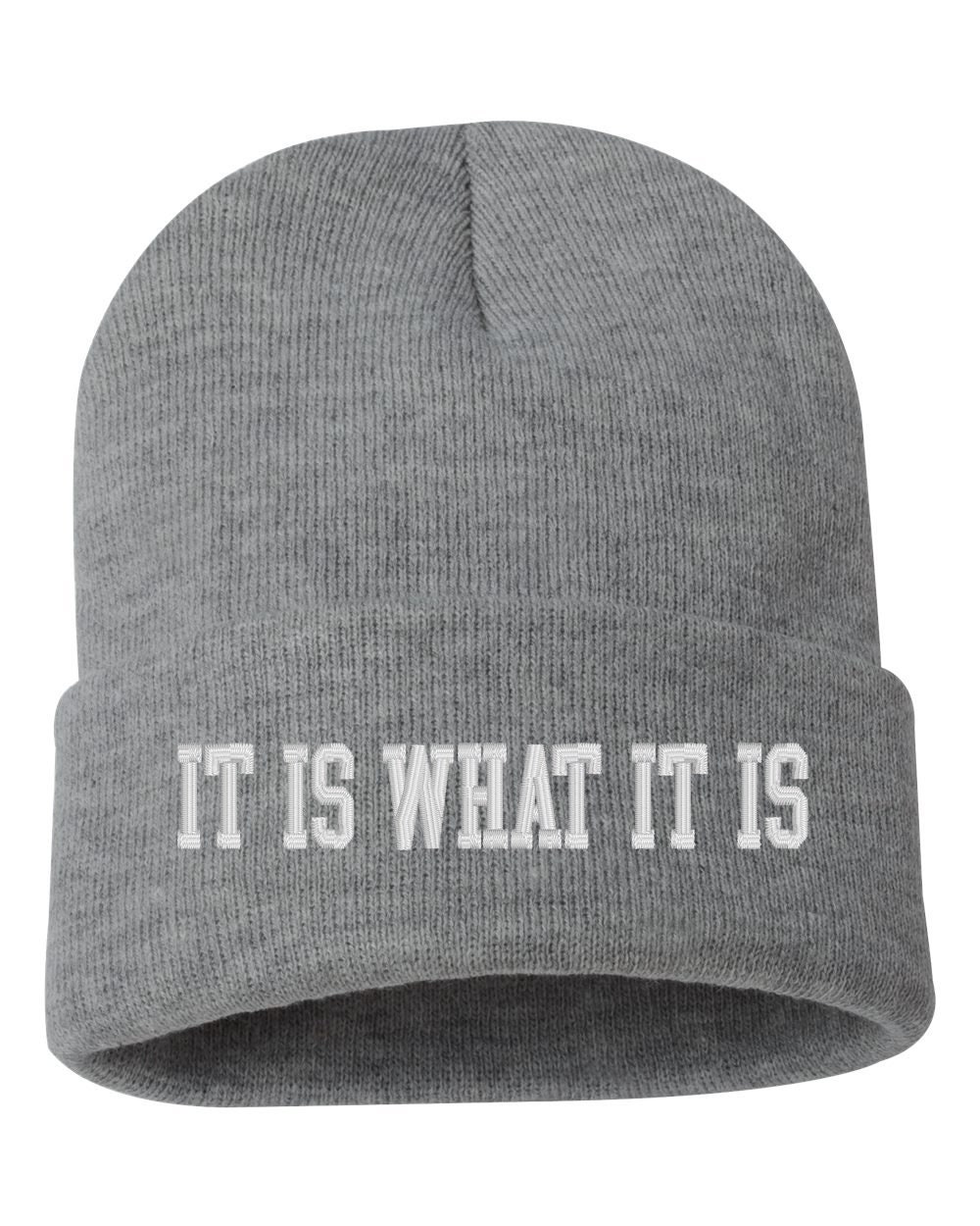 It Is What It Is -  Embroidered Cuffed Beanie Hat, Embroidered Gift, Winter Hat Unisex, Cuffed Beanie, Gift, Beanie - Thumbnail 5