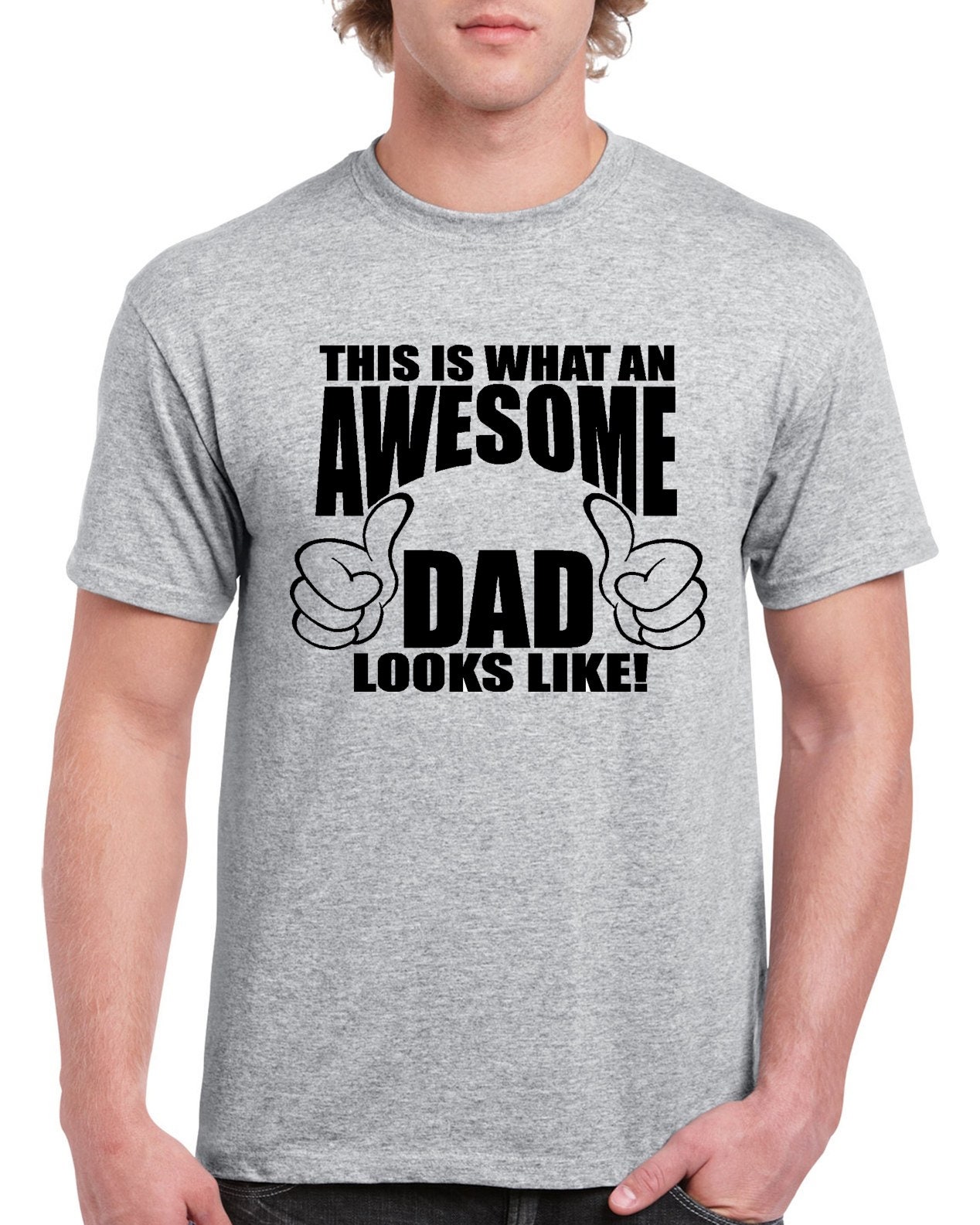This is what an Awesome Dad Looks like - Off Duty T-shirt 100% Cotton Tee by StickerDad® - High Quality - Made in the USA - Thumbnail 4