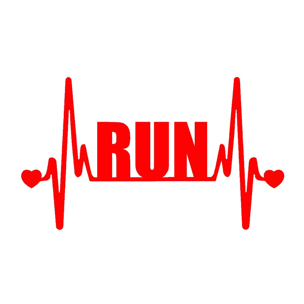 RUN Marathon Running V2 Heartbeat Lifeline  - 7"  Vinyl Decal Window Sticker - Version 2 Version 2 - Thumbnail 4