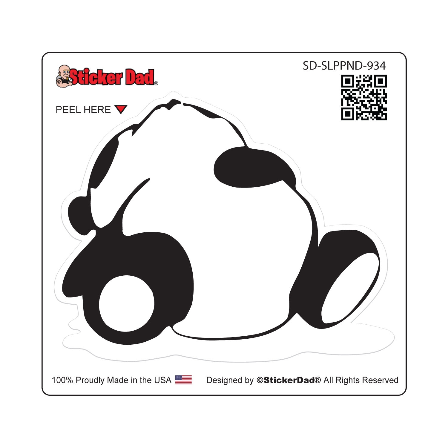 Sleeping Panda 934 - size: 8" - Black/White Full Color Printed Vinyl Decal Hard Hat Helmet Window Sticker