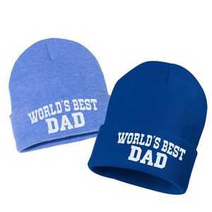 World&#39;s Best DAD Embroidered Cuffed Beanie Hat, Embroidered Gift, Winter Hat Unisex, Cuffed Beanie, Gift, Beanie