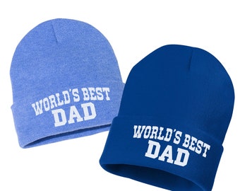 World's Best DAD Embroidered Cuffed Beanie Hat, Embroidered Gift, Winter Hat Unisex, Cuffed Beanie, Gift, Beanie