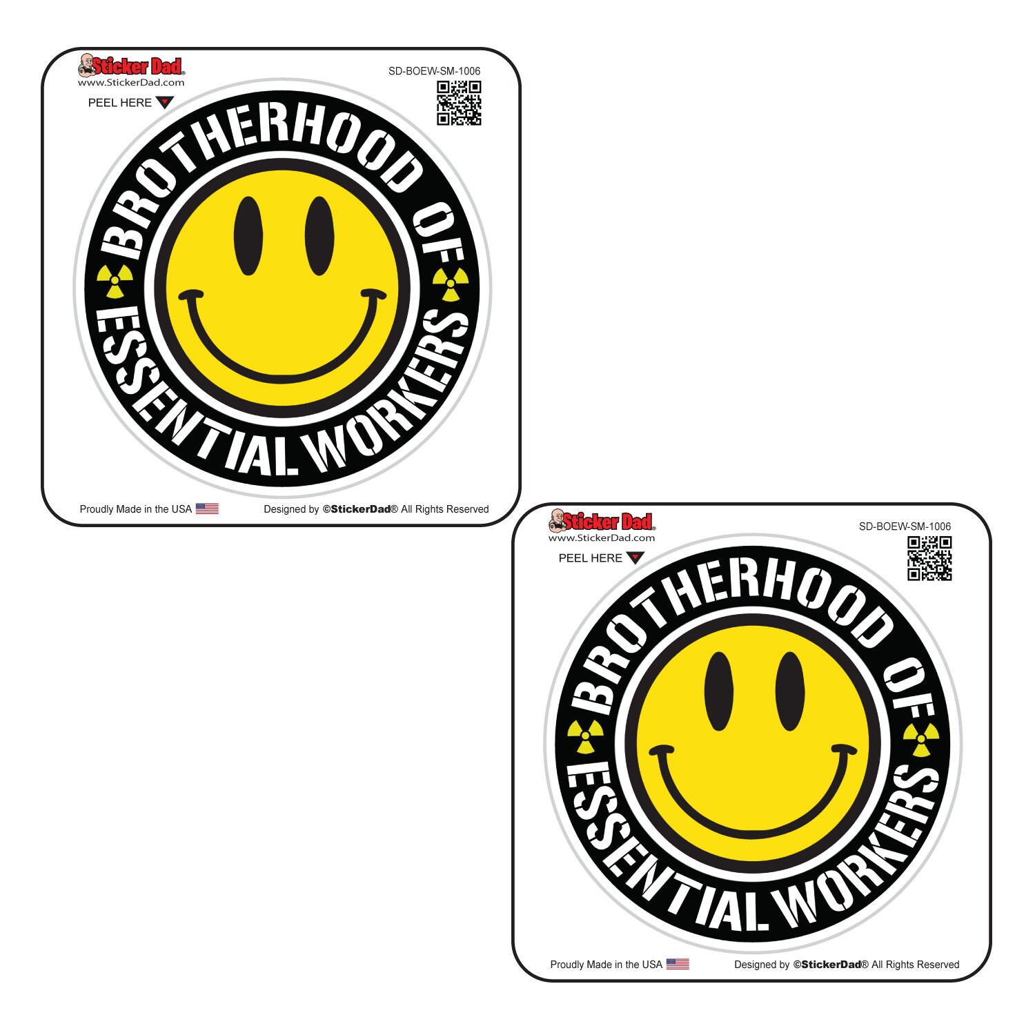 Brotherhood Of Essential Workers 1006 - 2 pack (Black/Yellow) Full Color Printed Vinyl Decal Hard Hat Helmet Window Sticker