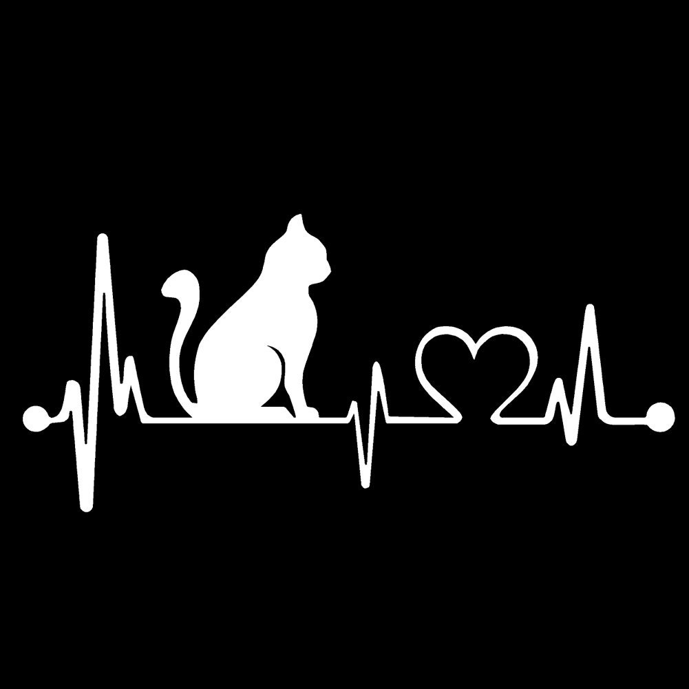 CAT kitty Feline V1 Heartbeat Lifeline (2-Pack) 8" Vinyl Decal Window Sticker - Thumbnail 2