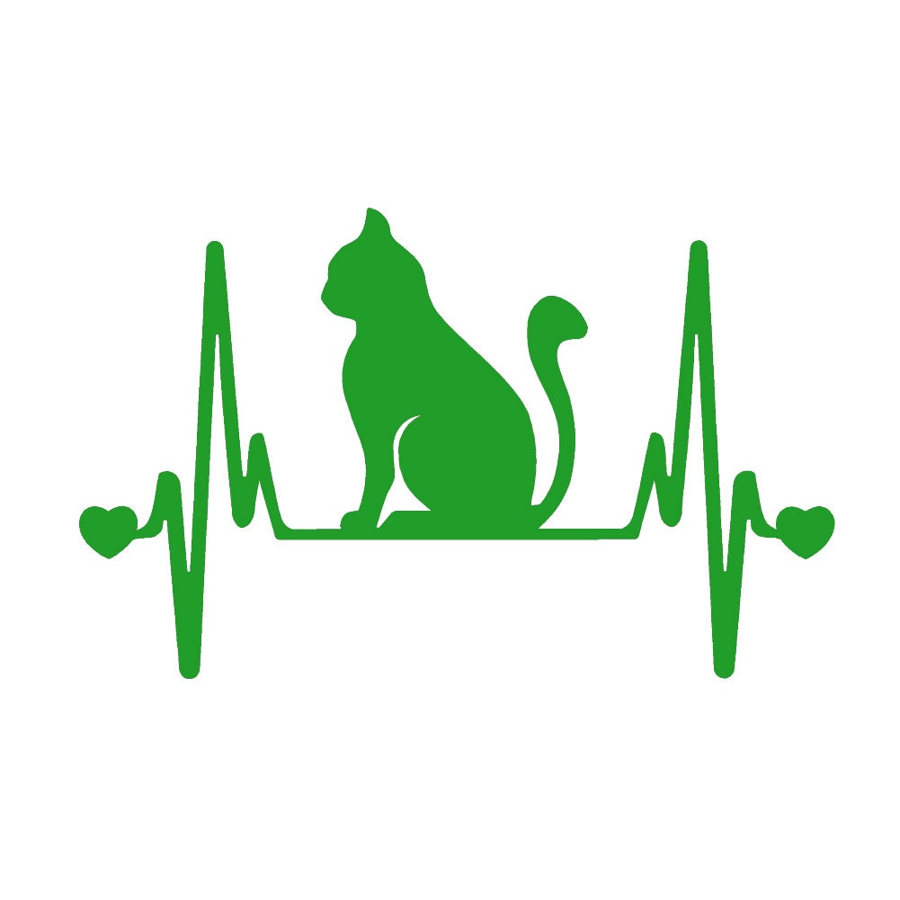 CAT kitty Feline V2 Heartbeat Lifeline  - 7"  Vinyl Decal Window Sticker - Version 2 - Thumbnail 2