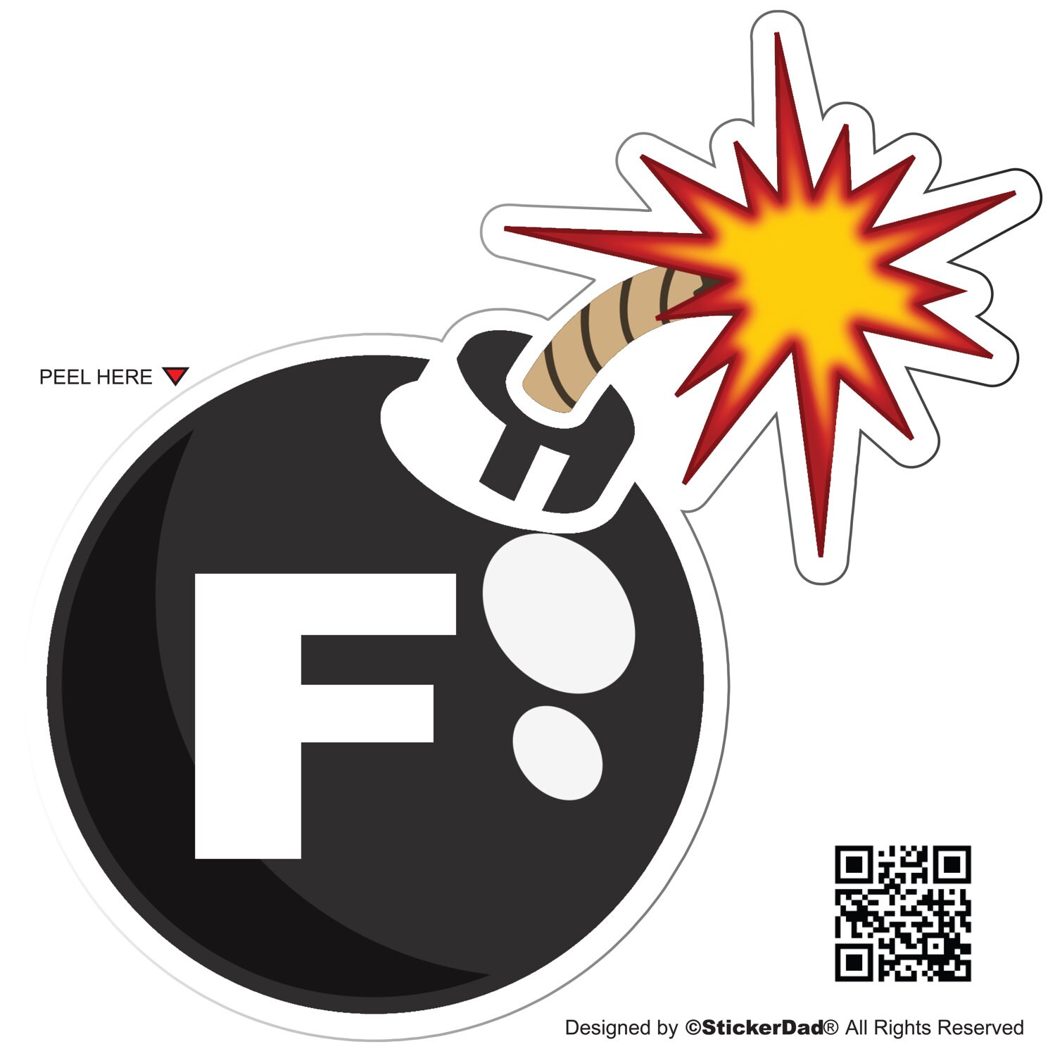 F-Bomb V3 - size: 4" - Full Color Printed Vinyl Decal Hard Hat Helmet Window Sticker