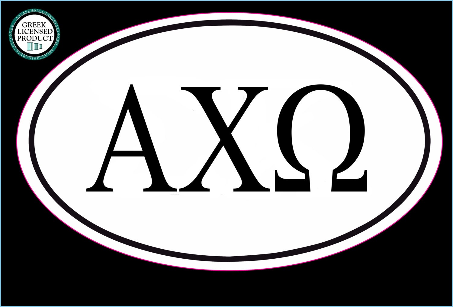 Alpha Chi Omega euro oval 5" Full Color Printed Vinyl Decal Window Sticker "Officially Licensed Product".