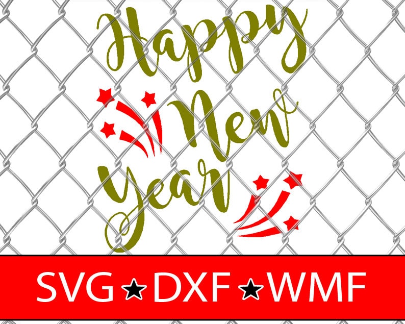 Happy New Year 1258 - SVG Cut File DXF Silhouette Studio Vinyl Digital Cut Files for Cricut, Silhouette
