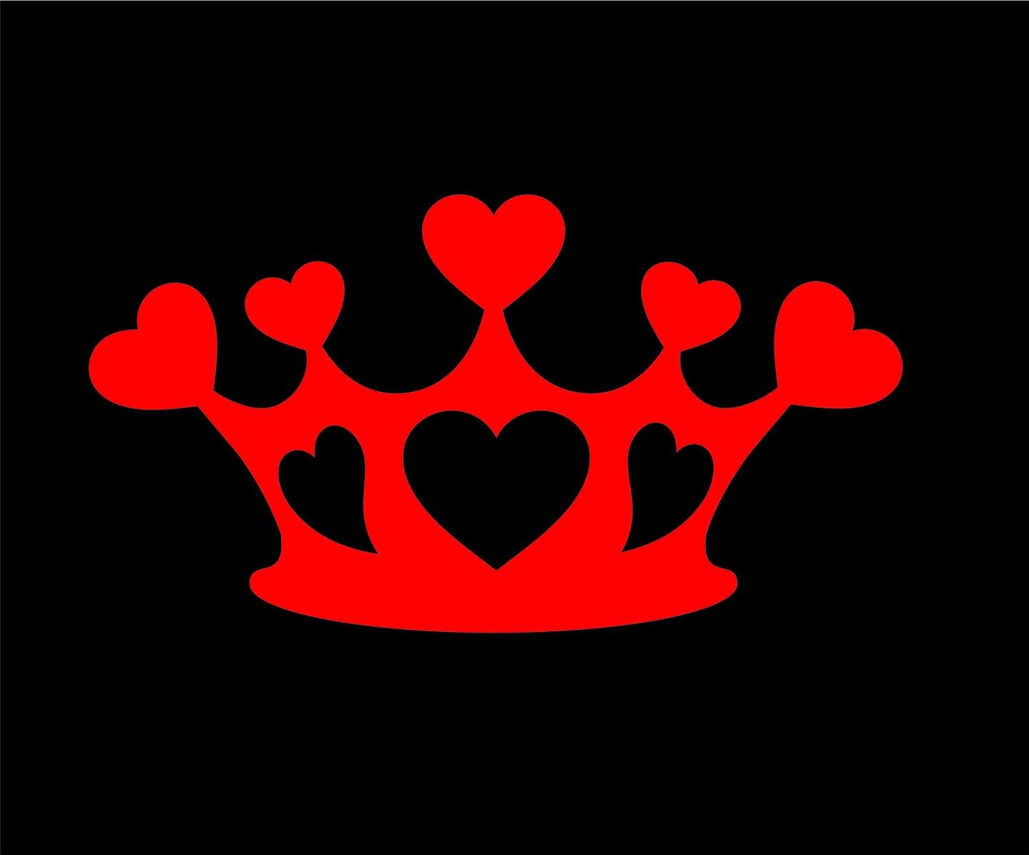 CROWN WITH HEARTS 5" Vinyl Decal Window Sticker - Thumbnail 2