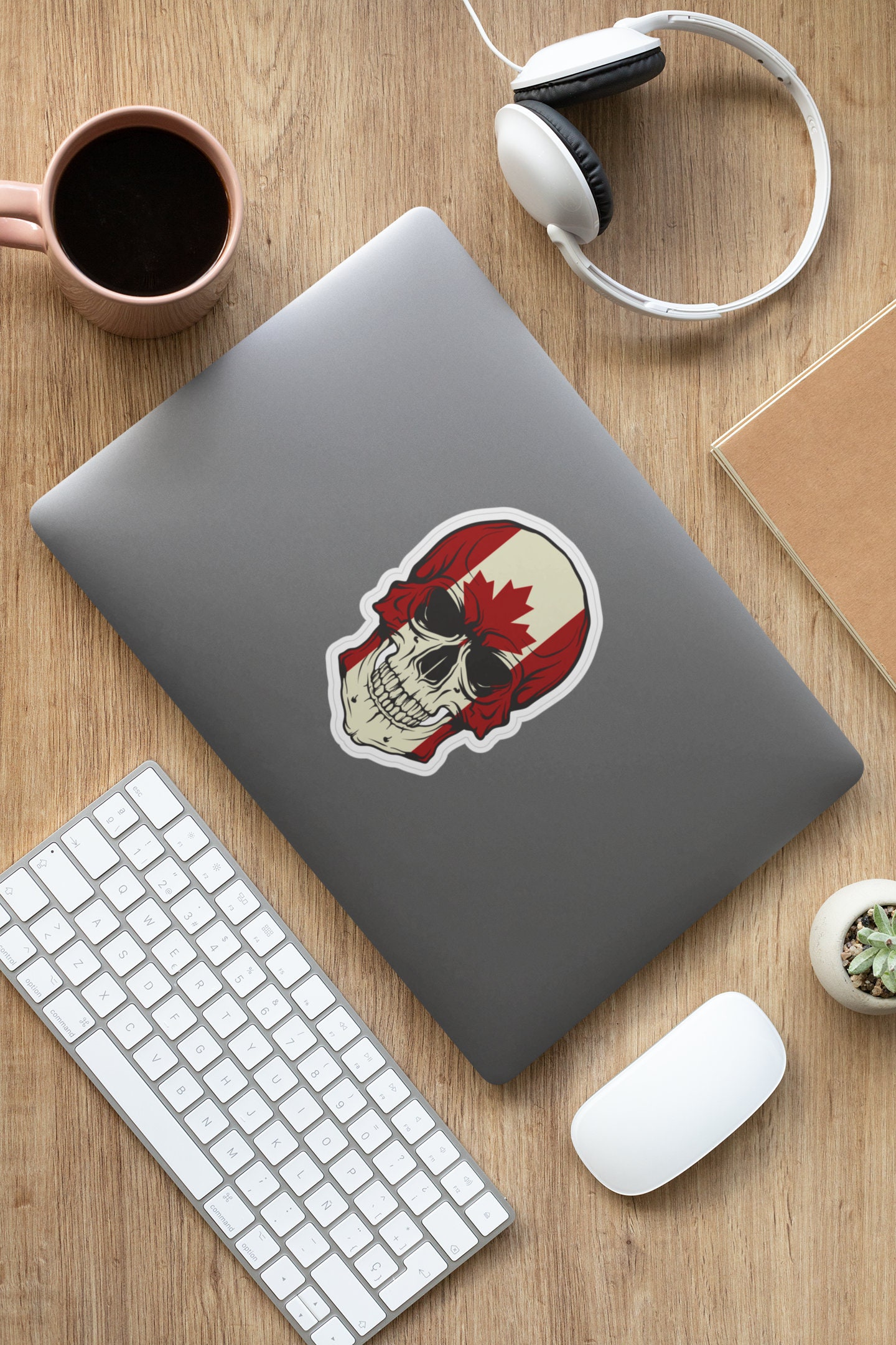 STICKER DAD Flag Skull Canada Full Color Printed Sticker - Size-5" Color-Full - for Windows, Walls, Bumpers, Laptop, Lockers, etc. - Thumbnail 6