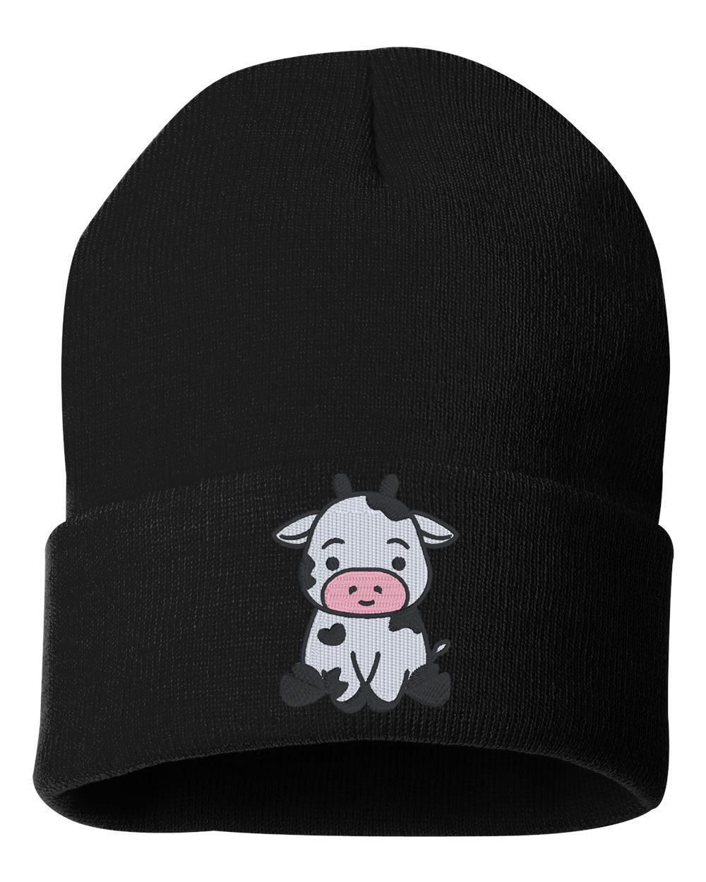CUTE COW V1 Cuffed Beanie Embroidered Hat, Embroidered Gift, Winter Hat Unisex, Cuffed Beanie, Baby Cow, Gift, Beanie - Thumbnail 5