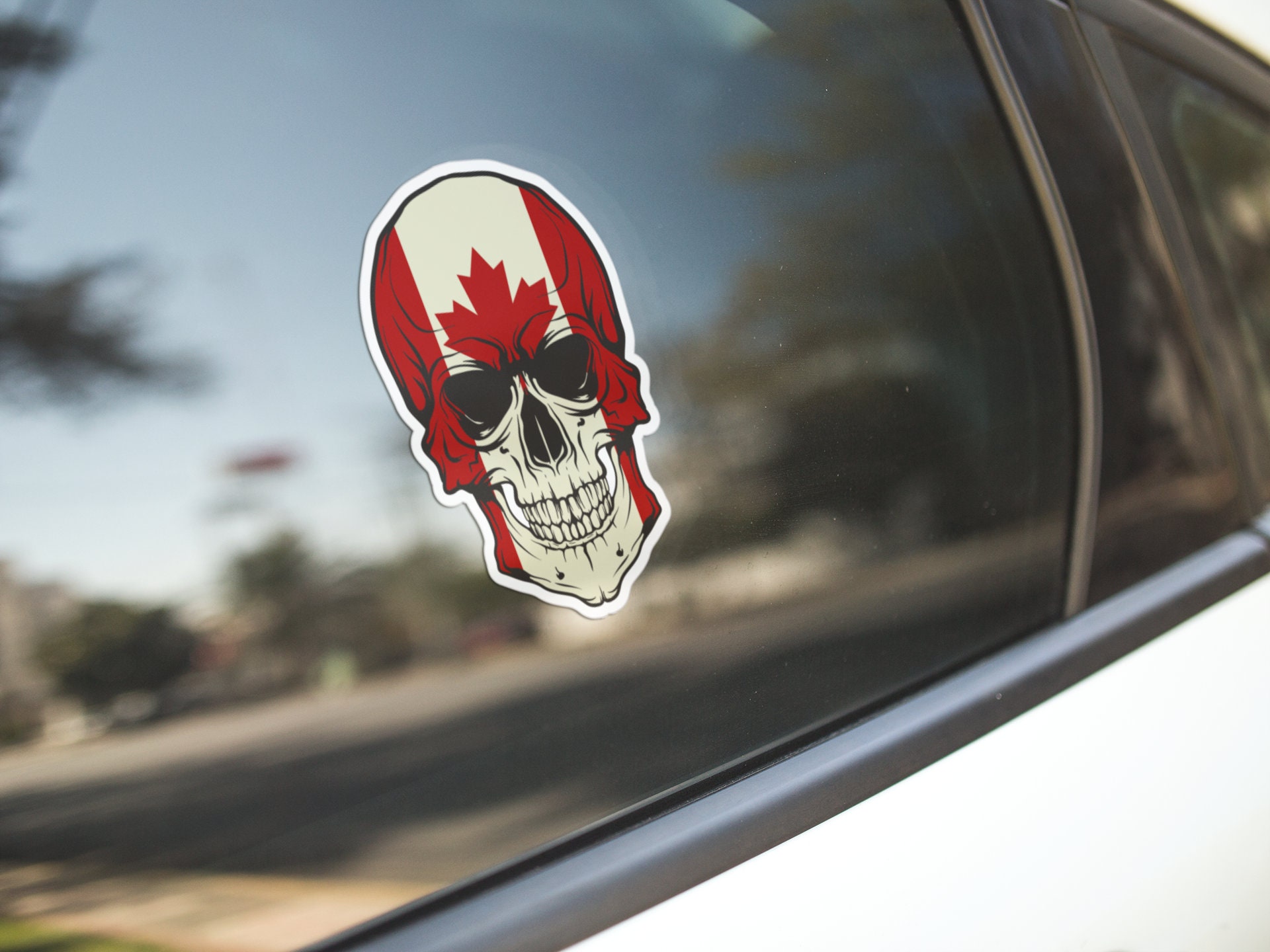 STICKER DAD Flag Skull Canada Full Color Printed Sticker - Size-5" Color-Full - for Windows, Walls, Bumpers, Laptop, Lockers, etc. - Thumbnail 3