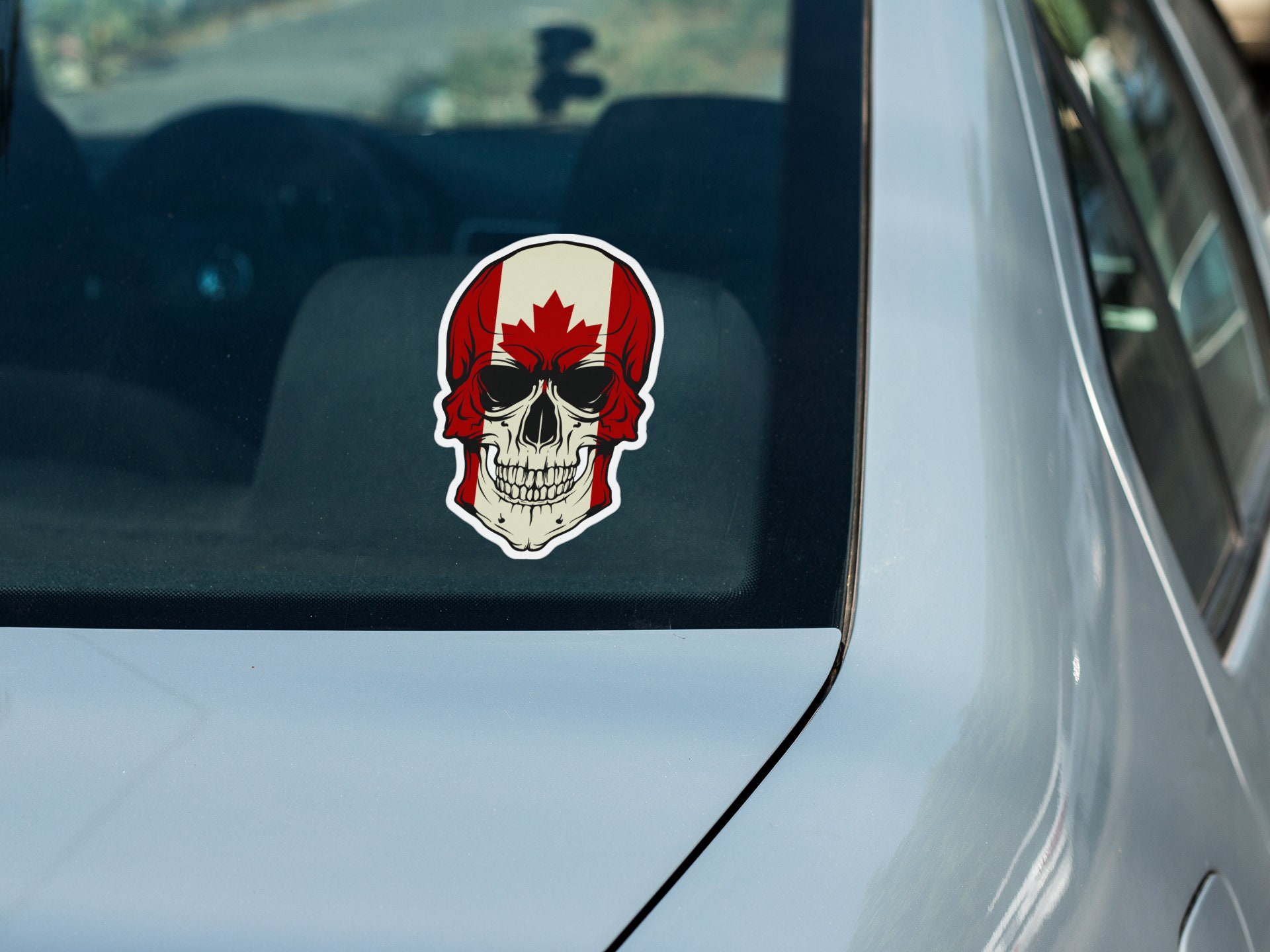 STICKER DAD Flag Skull Canada Full Color Printed Sticker - Size-5" Color-Full - for Windows, Walls, Bumpers, Laptop, Lockers, etc. - Thumbnail 4