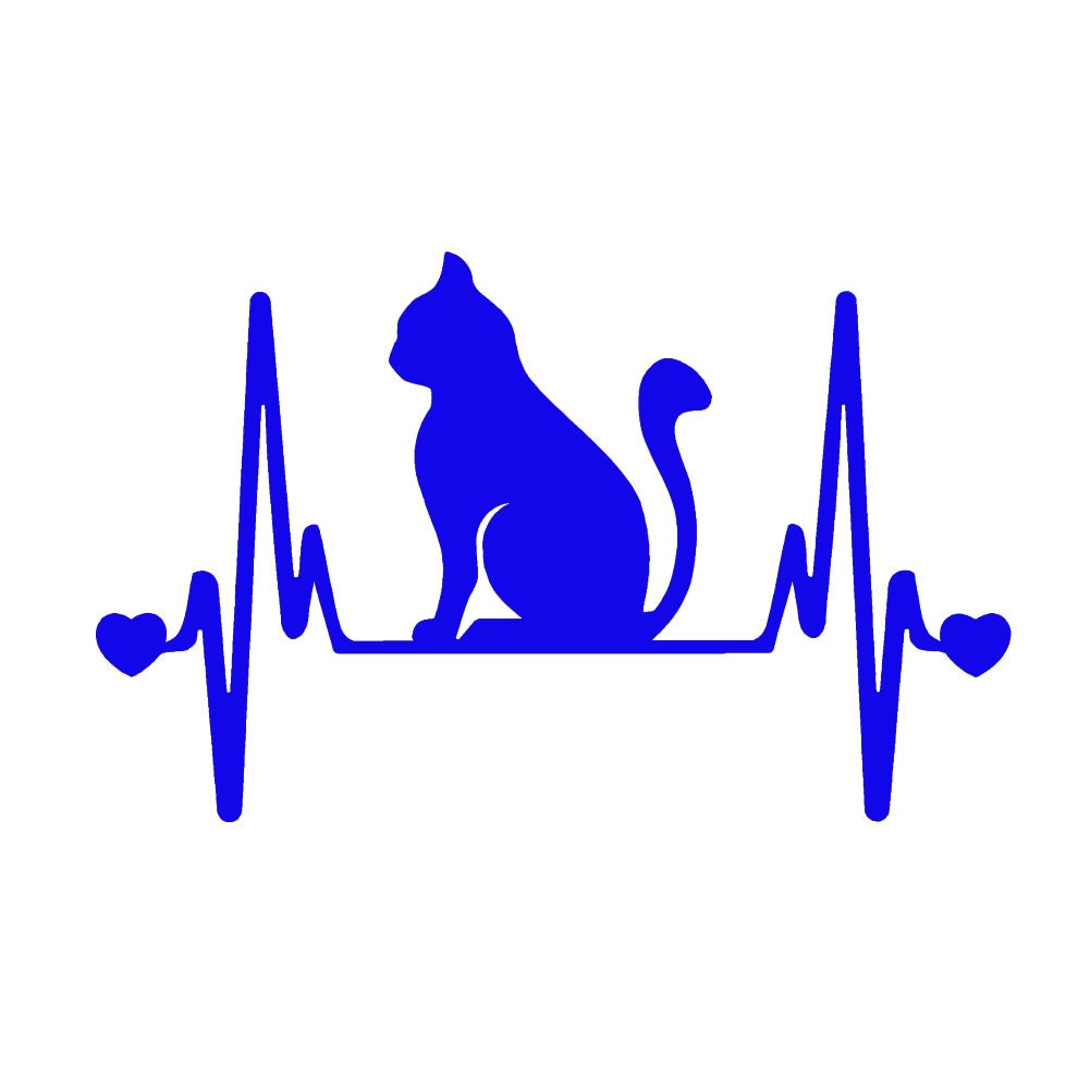CAT kitty Feline V2 Heartbeat Lifeline  - 7"  Vinyl Decal Window Sticker - Version 2 - Thumbnail 4