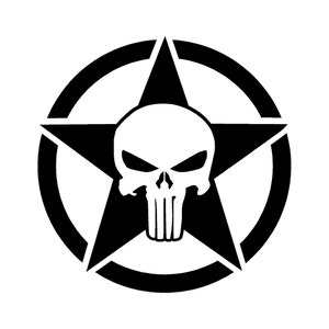 Military Star with Skull 5&quot; Vinyl Decal Window Sticker