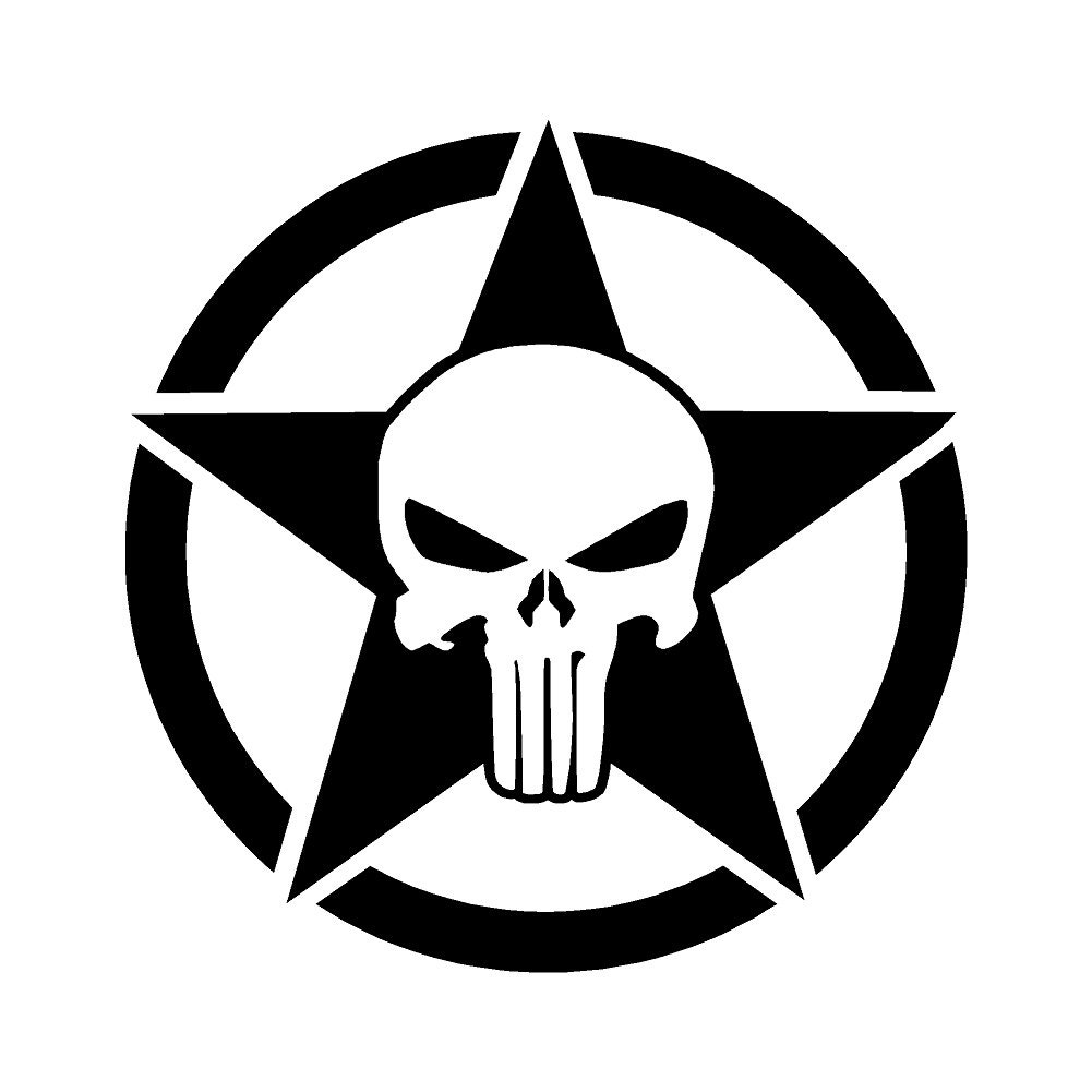 Military Star with Skull 5" Vinyl Decal Window Sticker