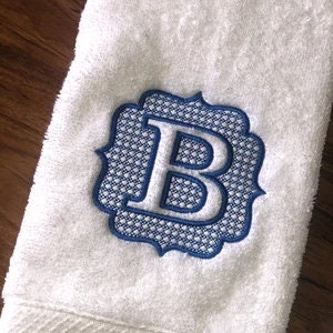 Embosssed Monogrammed Embroidered Deluxe Hemmed Hand Towel | Embroidered Towel | Embroidered Hand Towel