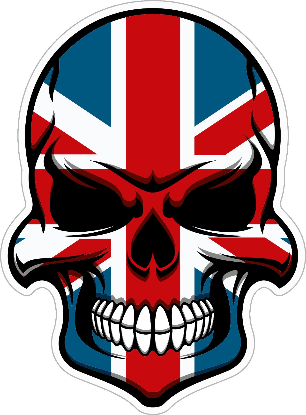STICKER DAD Flag Skull Great Britain Full Color Printed Sticker - Size-5" Color-Full - for Windows, Walls, Bumpers, Laptop, Lockers, etc. - Thumbnail 2