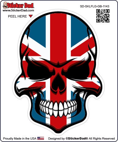 STICKER DAD Flag Skull Great Britain Full Color Printed Sticker - Size-5" Color-Full - for Windows, Walls, Bumpers, Laptop, Lockers, etc.