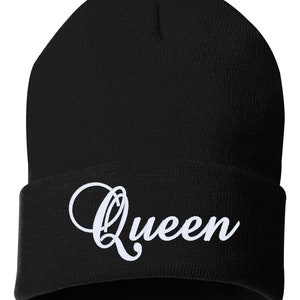QUEEN Embroidered Cuffed Beanie Hat, Embroidered Gift, Lady, Woman, Girl, Winter Hat Unisex, Cuffed Beanie, Gift, Beanie