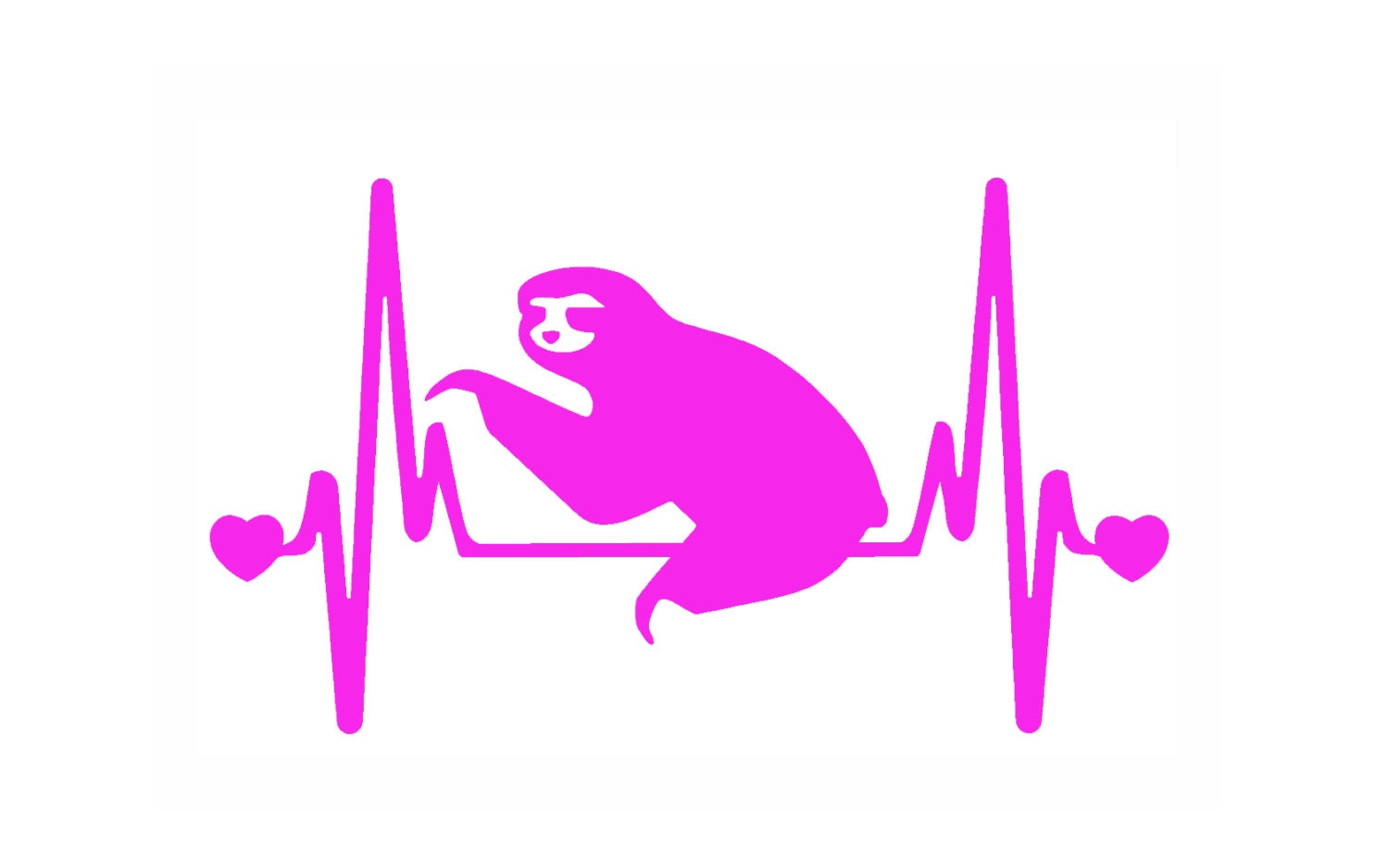 SLOTH cute V2 Heartbeat Lifeline (2-Pack, Size:7") Vinyl Decal Sticker - Thumbnail 2