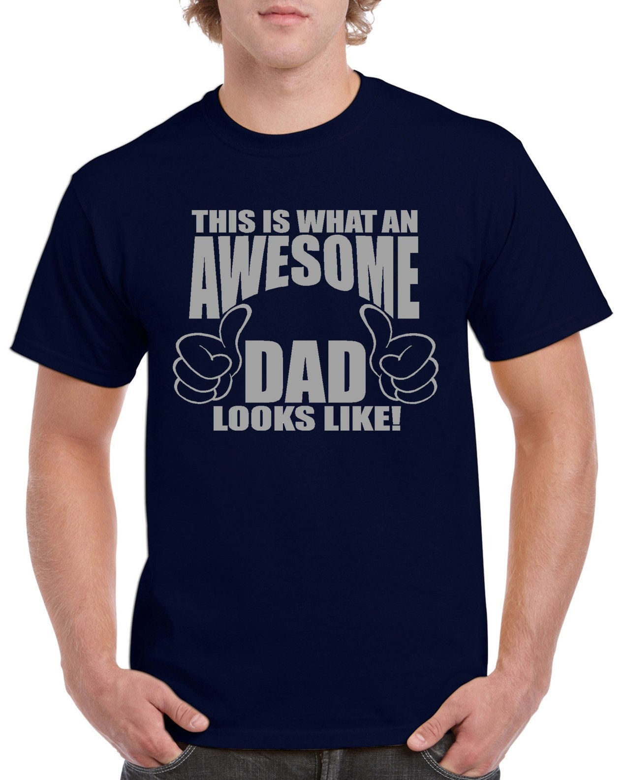 This is what an Awesome Dad Looks like - Off Duty T-shirt 100% Cotton Tee by StickerDad® - High Quality - Made in the USA - Thumbnail 5