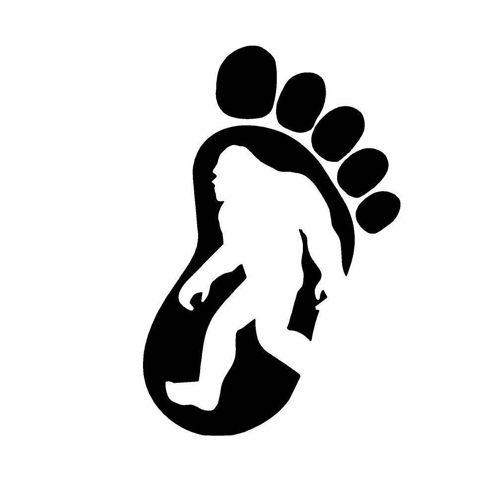 Bigfoot Silhouette Foot Print  2-PACK,  5"  Vinyl Decal Window Sticker