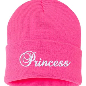 Princess - Embroidered Cuffed Beanie Hat, Embroidered Gift, Lady, Woman, Girl, Winter Hat Unisex, Cuffed Beanie, Gift, Beanie