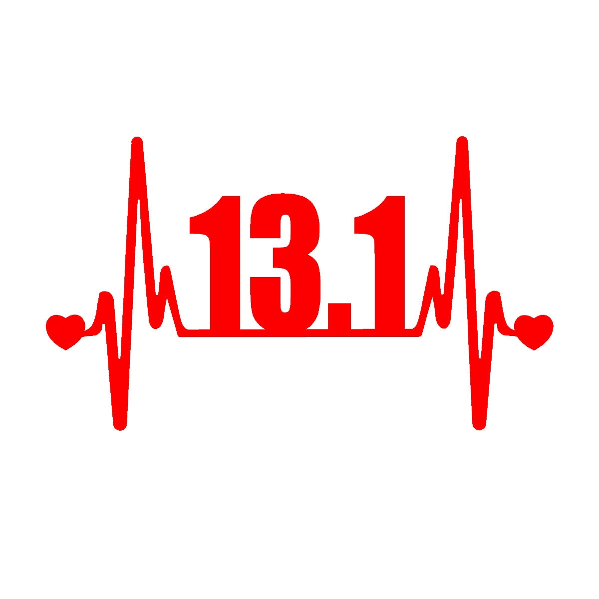 13.1 Half Marathon Running V2 (2 Pack) Heartbeat Lifeline  - 7"  Vinyl Decal Window Sticker - Version 2 Version 2