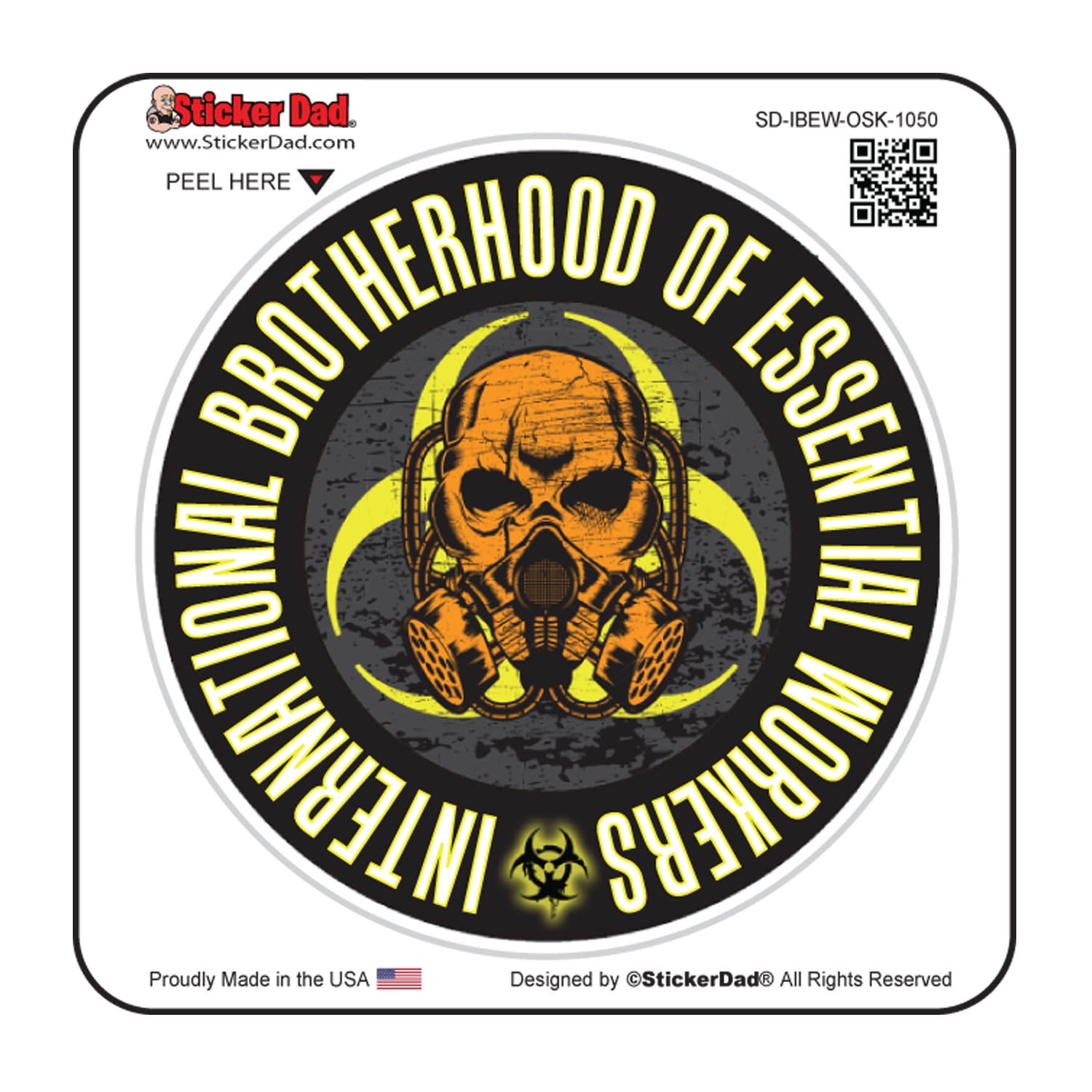 IBEW Orange Skull 1050 - (2 Pack) 5" Round Black/Orange/Yellow Full Color Printed Vinyl Decal Hard Hat Helmet Window Sticker - Thumbnail 2