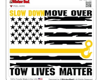 TOW LIVES MATTER 738 - (Size: 5") - Full Color Printed Vinyl Decal Hard Hat Helmet Window Sticker