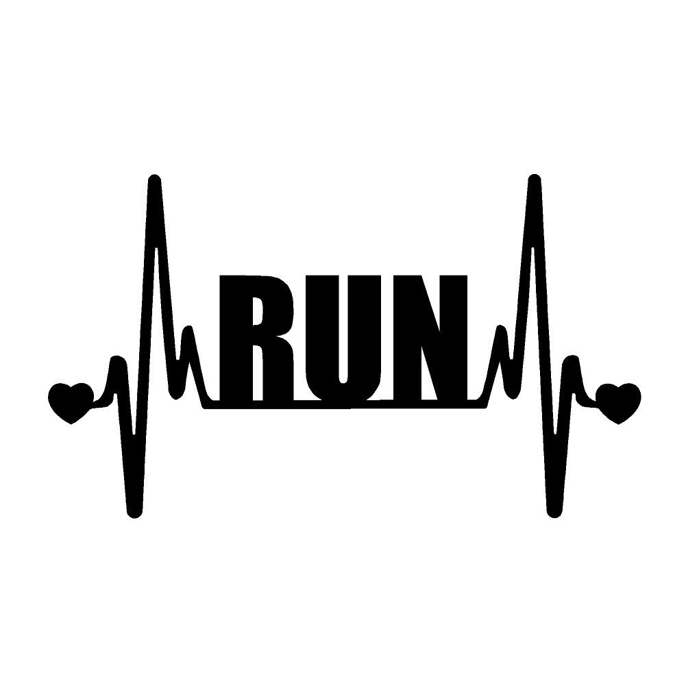 RUN Marathon Running V2 Heartbeat Lifeline  - 7"  Vinyl Decal Window Sticker - Version 2 Version 2
