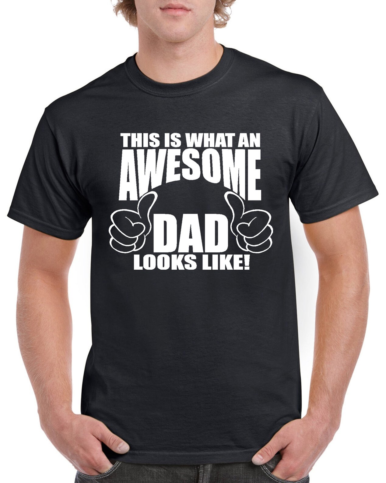 This is what an Awesome Dad Looks like - Off Duty T-shirt 100% Cotton Tee by StickerDad® - High Quality - Made in the USA
