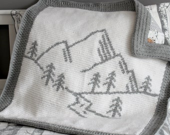 Crochet Mountain River Baby Blanket Pattern (PDF Pattern)