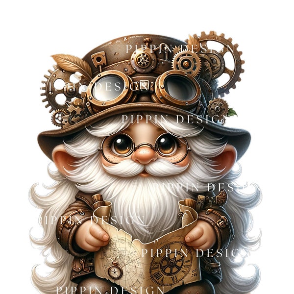 Bundle de cliparts Steampunk Gnome, usage commercial clipart, clipart Steampunk, graphiques png Steampunk, Gnome PNG