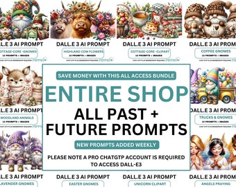 ENTIRE SHOP - Dall-E3 Ai Art Prompt Bundle Guide, Clip Art Prompt Bundle, ChatGTP Prompt, Large Bundle, Customisable prompts, Art Prompts