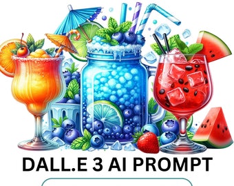 Dall-E3 Ai Art Prompt Guide, Summer Cocktails Clip Art Prompts, ChatGTP Prompt, Clipart Prompts, Customisable prompts, Art Prompts