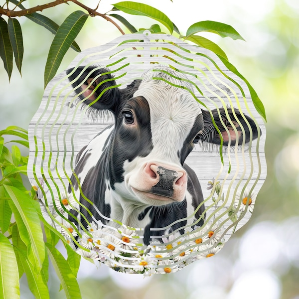 Dairy Cow Daisy Wind Spinner Sublimation Design