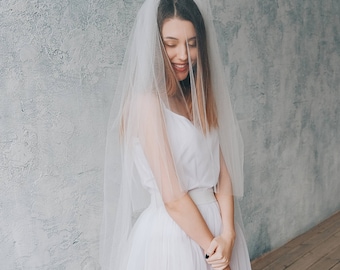 LOVELY | Double tier ivory veil, veil with blusher, bridal veil, wedding veil, white veil, ivory veil, veil wedding