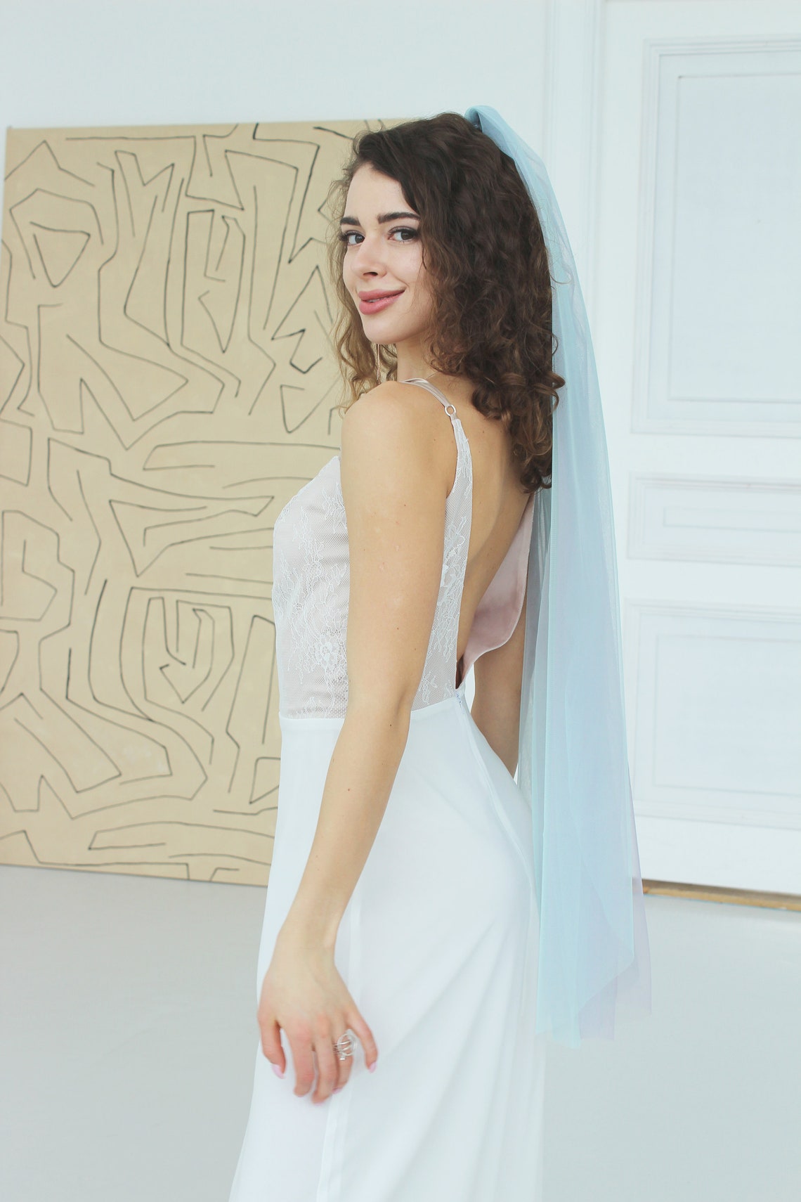 MERMAID veil colored bridal veil blue wedding veil | Etsy