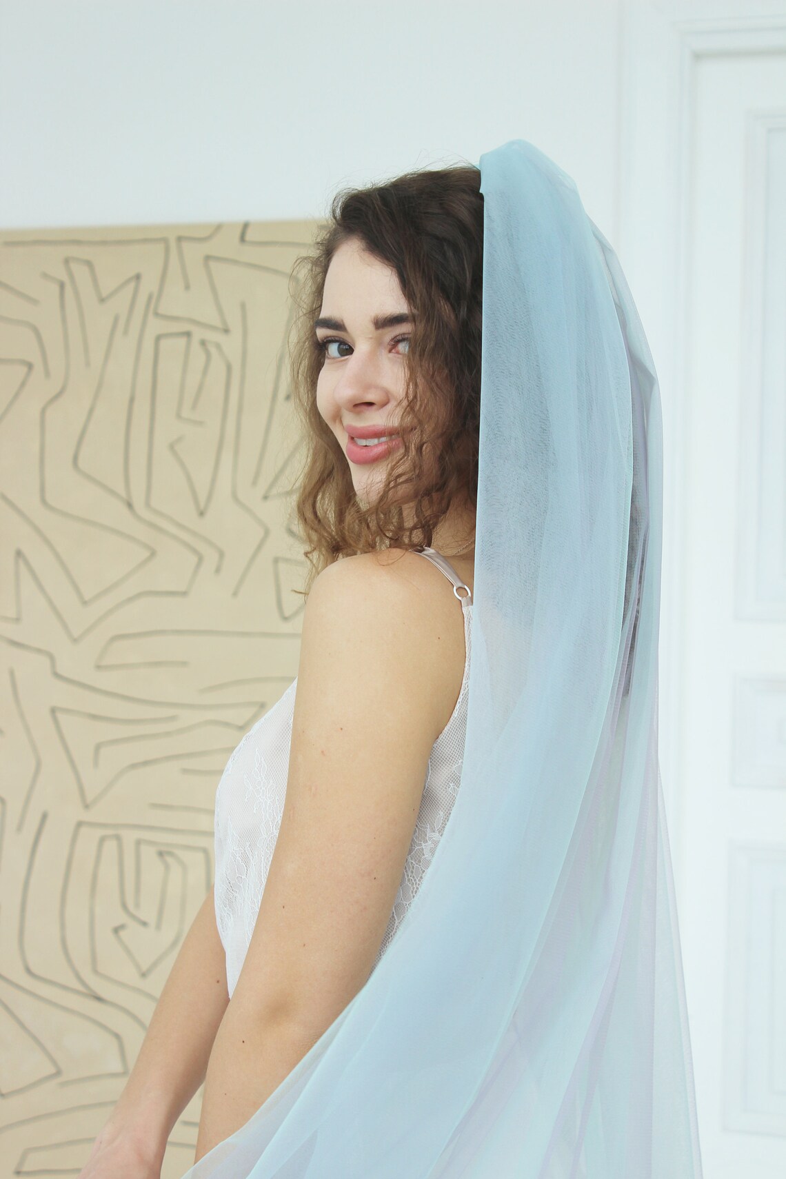 MERMAID veil colored bridal veil blue wedding veil | Etsy