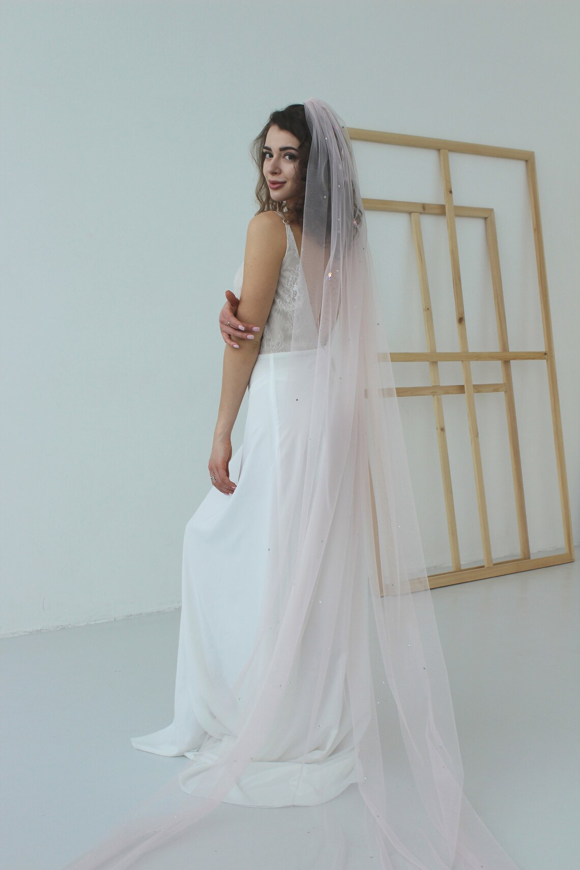 PRINCESS veil colored veil blush wedding veil pink bridal Etsy